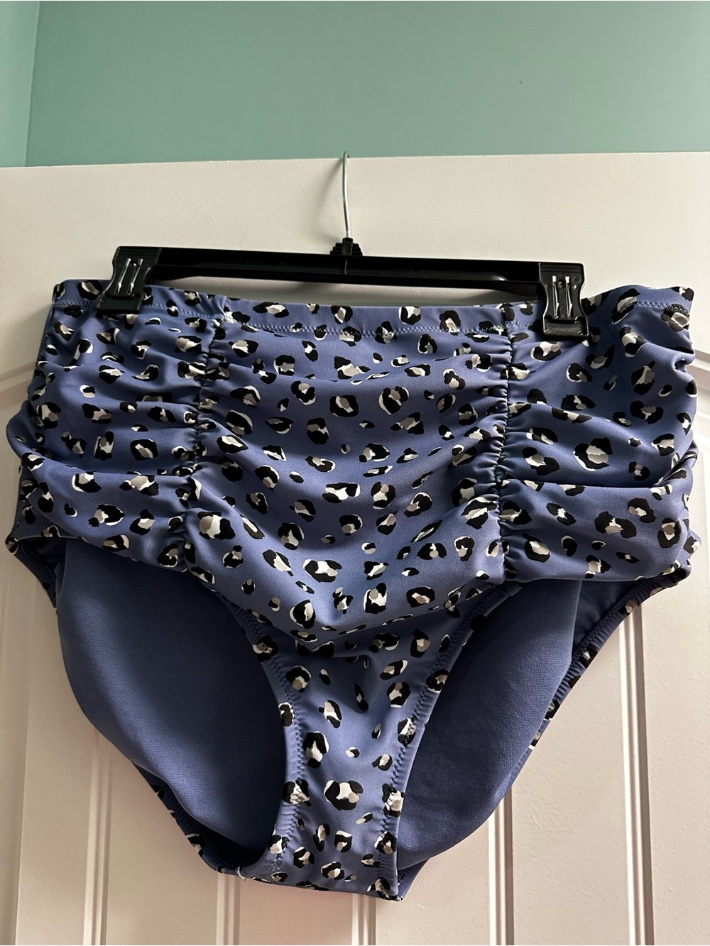 Raisins Blue Leopard Print High Waist Bikini Bottoms 18w